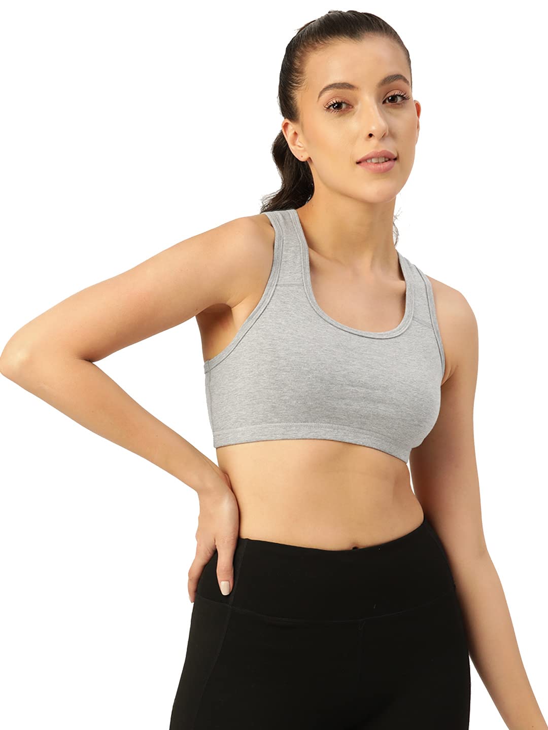leading lady Women's Solid Non Padded Workout Bra - Grey-picture-31