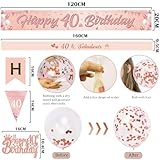 40th Birthday Decorations Banner for women - Rose Gold Party Balloons Set with Pennant Sash, Happy 40 Years Old Birthday Yard Banners and Cake Topper for Women Party Supplies - Image 3