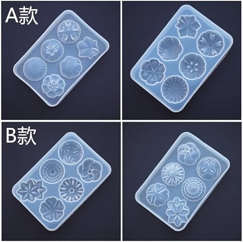 2Pcs Wagashi Cake Sweet Dessert Silicone Molds Diy Jewelry Charm Pendant Keychain Resin Epoxy Kawaii Food Candy Moon Cake Liquid Clay Ornament Deco Silicon Mould Amulet Flexible Plaster Casting Mold #TOP3