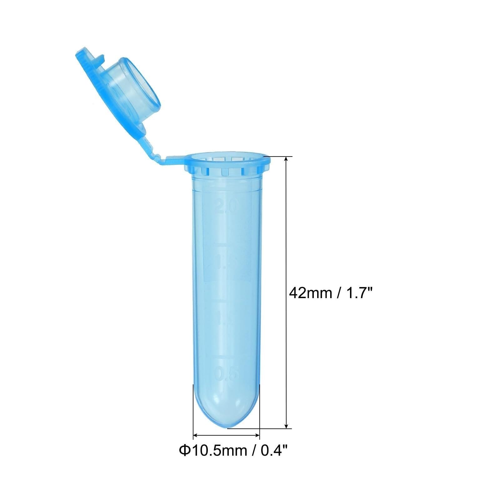 2ml Provette per centrifuga in plastica, Confezione da 1500, Fondo tondo, Tappo a pressione, Graduate, per Conservazione campioni da laboratorio, Blu(Clear)