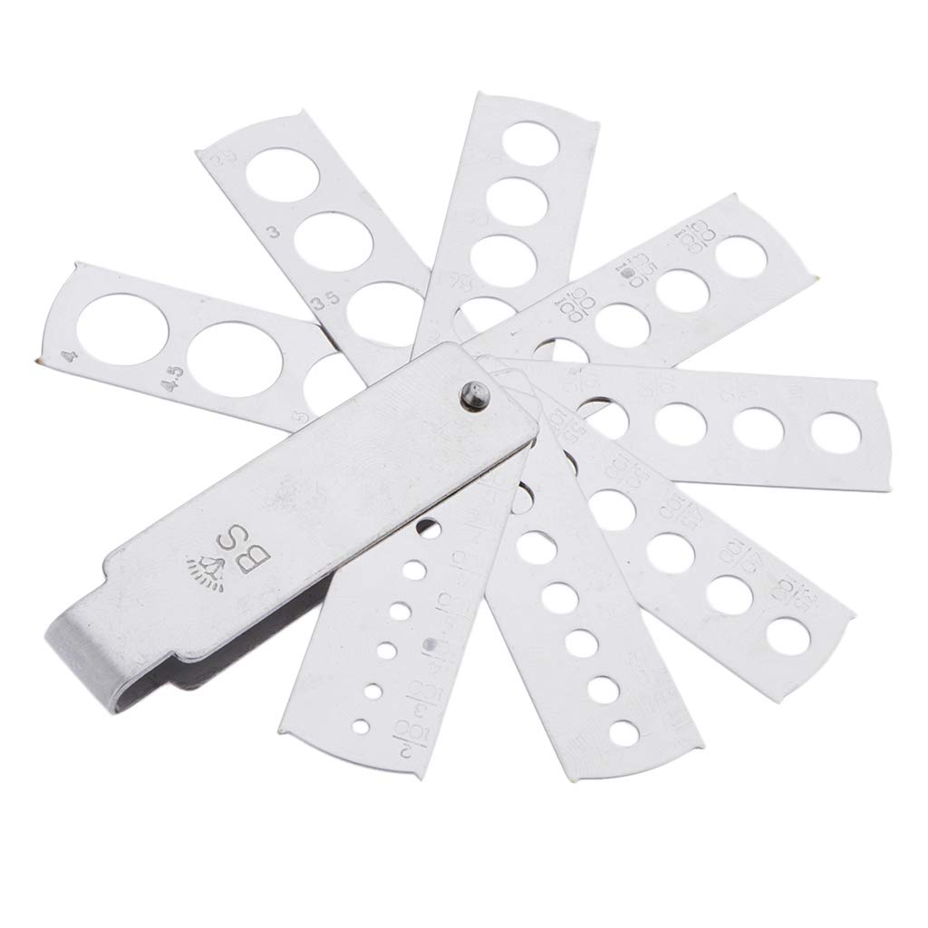 Dailymall Calibro di Misurazione per Pietre Preziose Diamantate con Calibro A Forma di Ventaglio in Alluminio - Argento, 8 Pezzi di Fan