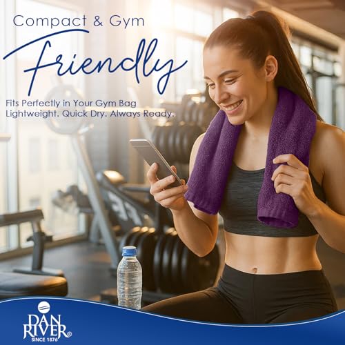 Image of DAN RIVER 6-Pack Premium Hand Towels (16x28 Inches) - 100% Cotton, Ultra Soft, Lightweight, Highly Absorbent Towels for Bathroom, Spa, Gym, Salon, Hotel, and Travel - Purple Passion