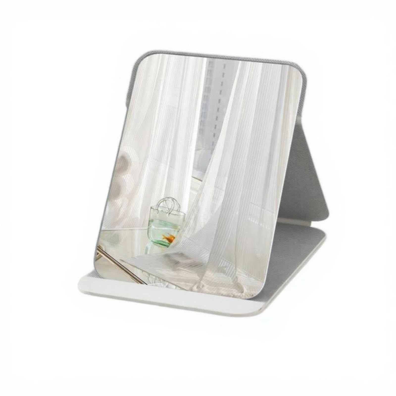 Folding Makeup Mirror Portable Desktop Vanity Adjustable Stand Office Dorm Creamy White Large-image-29