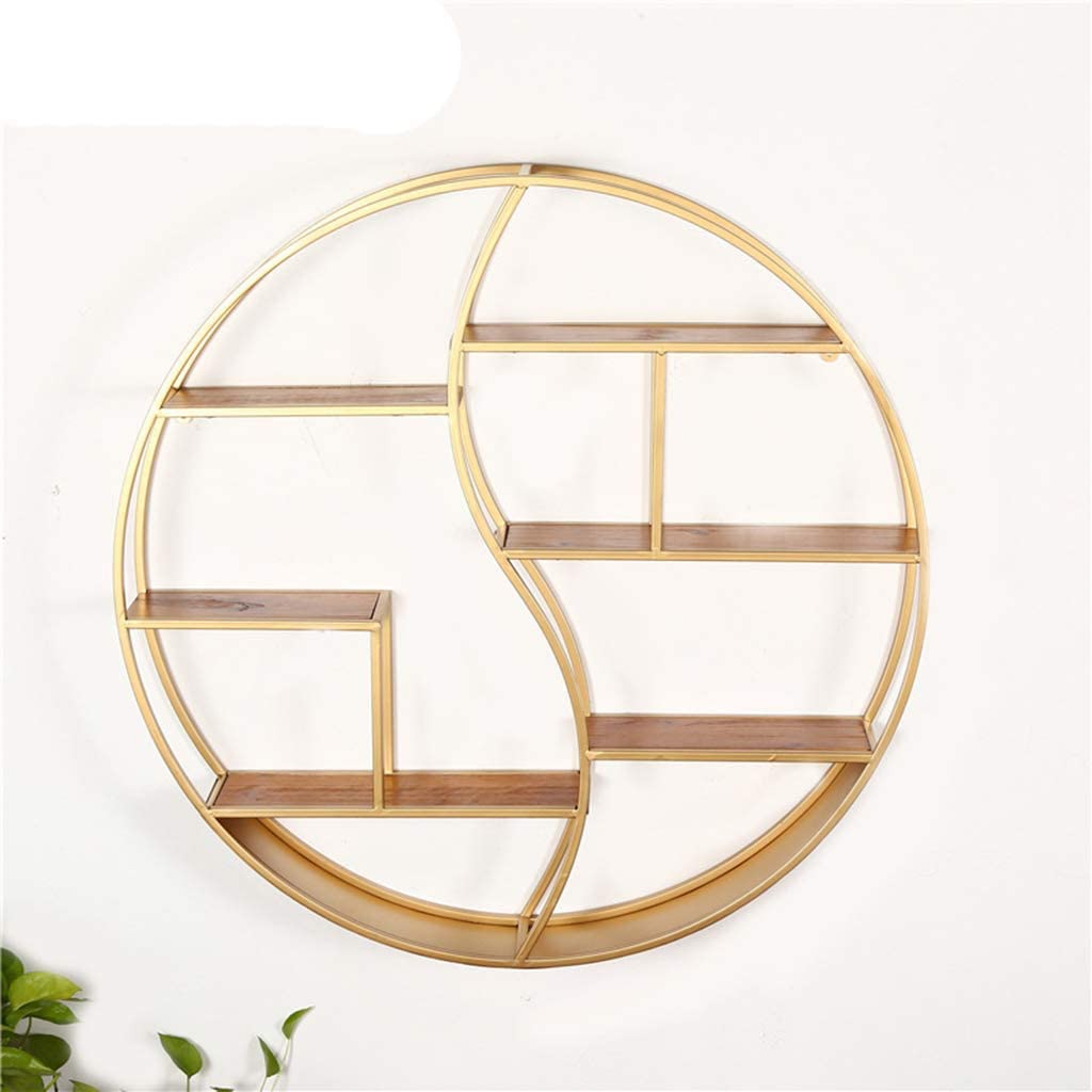 Scaffali fissati al muro creativi, scaffali circolari dell'interno multifunzionali nel salone, scaffali decorativi, scaffali multifunzionali dell'esposizione delle materie prime,,D'oro,80CM
