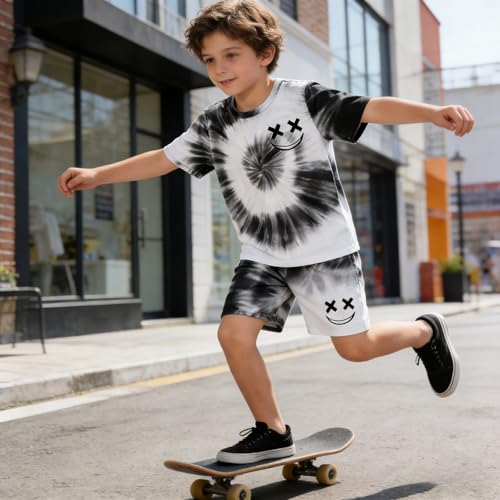 Image of Boys Clothes Size 6-12 Years Short Sleeve T-Shirt & Shorts Set Casual Spring Summer Outfits