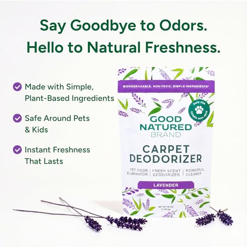 Image of Good Natured Brand | Carpet Deodorizer & Freshener Powder | 60 oz Pet Odor Eliminator for Strong Odor & Pet Urine | Fresh Natural Lavender | Safe for Homes with Pets