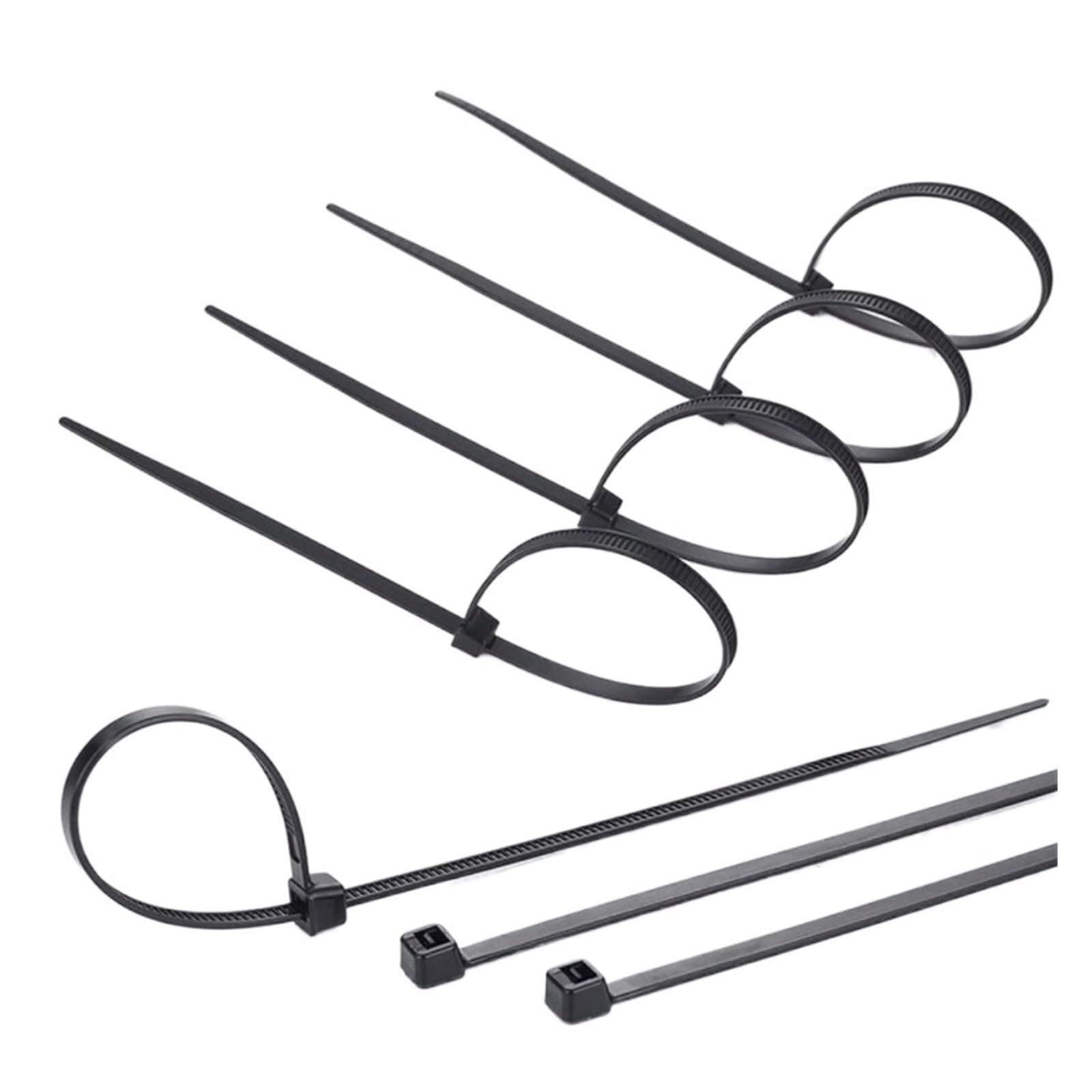 Fascette fermacavi in nylon, colore nero, 100 pezzi, diverse dimensioni, autobloccanti (4 x 400 mm)