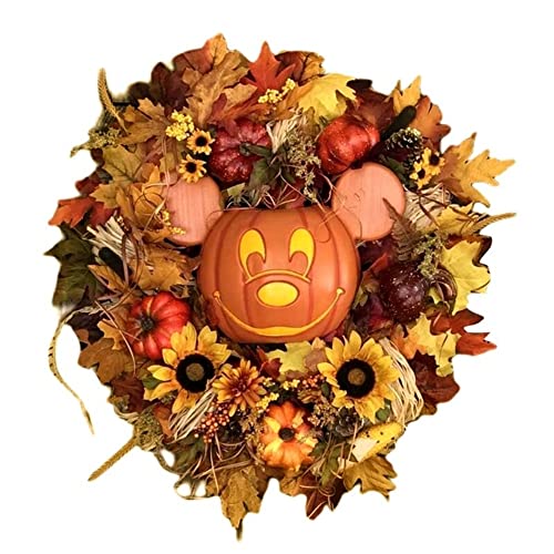 VICKMALL Decoraciones de Halloween Percha Otoño Arce Hojas Corona de Calabaza Cover