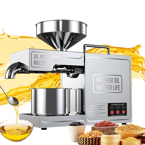Macchina per Estrazione di Olio A Olio Caldo/Freddo, Pressa per Olios in Acciaio Inossidabile 820 W, Macina Olios Semi Noci Commerciale, per Colture Oleaginose, Come Arachidi, Girasole