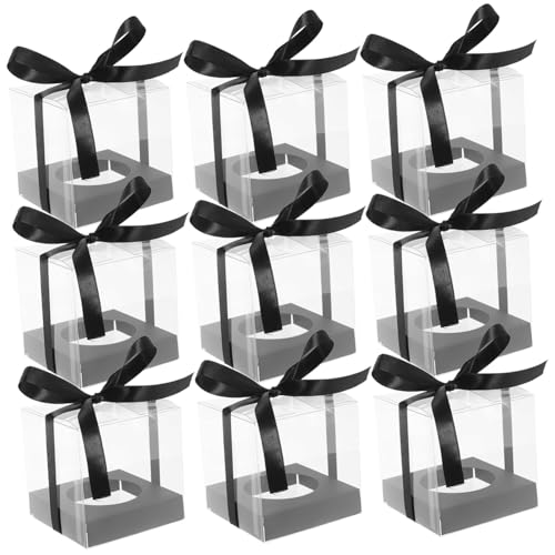 SOLUSTRE Simple Mousse Cake Containers in Black 30pcs Reusable Plastic Cake Boxes with Lid