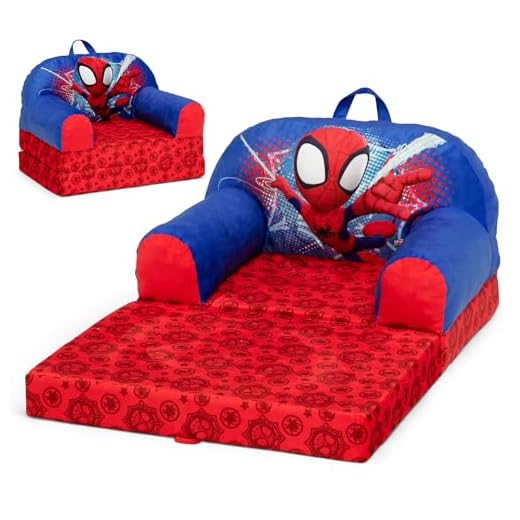 Delta Children - Spidey and His Amazing Friends Cozee Buddy Flip-Out Kids Chair, Red