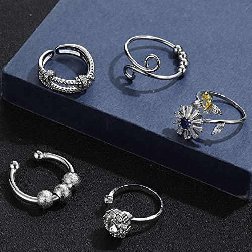 RIOSO 5Pcs Fidget Anxiety Rings for Women Spinner Fidget Calming Worry Meditation Adjustable Ring Anxiety Stress Relief… - Image 7