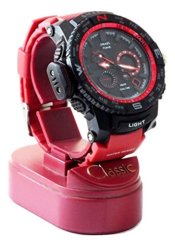 SMAEL 1531 watch side view on a red stand