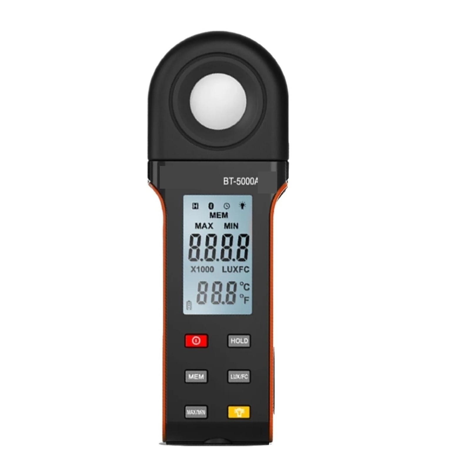 Esposimetri, Luxmetro digitale 1-400.000Lux Collegare all'APP del telefono unilateralmente a 90 gradi o 270 Misurare l'illuminazione Display LCD