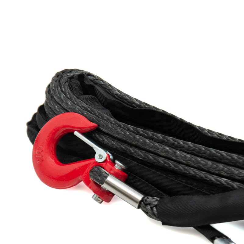 Dragon Winch Câble de Treuil Synthétique 20m 9mm avec Crochet pour Treuils Électriques | Pour utilisation Off-Road, 4x4, Camions | Capacité 8000-14000 lbs | Durable, Robuste | Noir