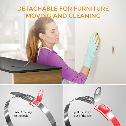 Furniture Straps (10 Pack) Furniture Anchors for Baby Proofing, Anti Tip Furniture Kit Earthquake Wall Straps Prevent Furniture From Tipping Over for Baby and Pet Safety - Thumbnail 5