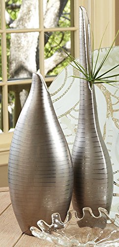Global Views Platinum Stripe Vase-XLG Artículos Decorativos-Jarrones/Urnas, Esmeralda