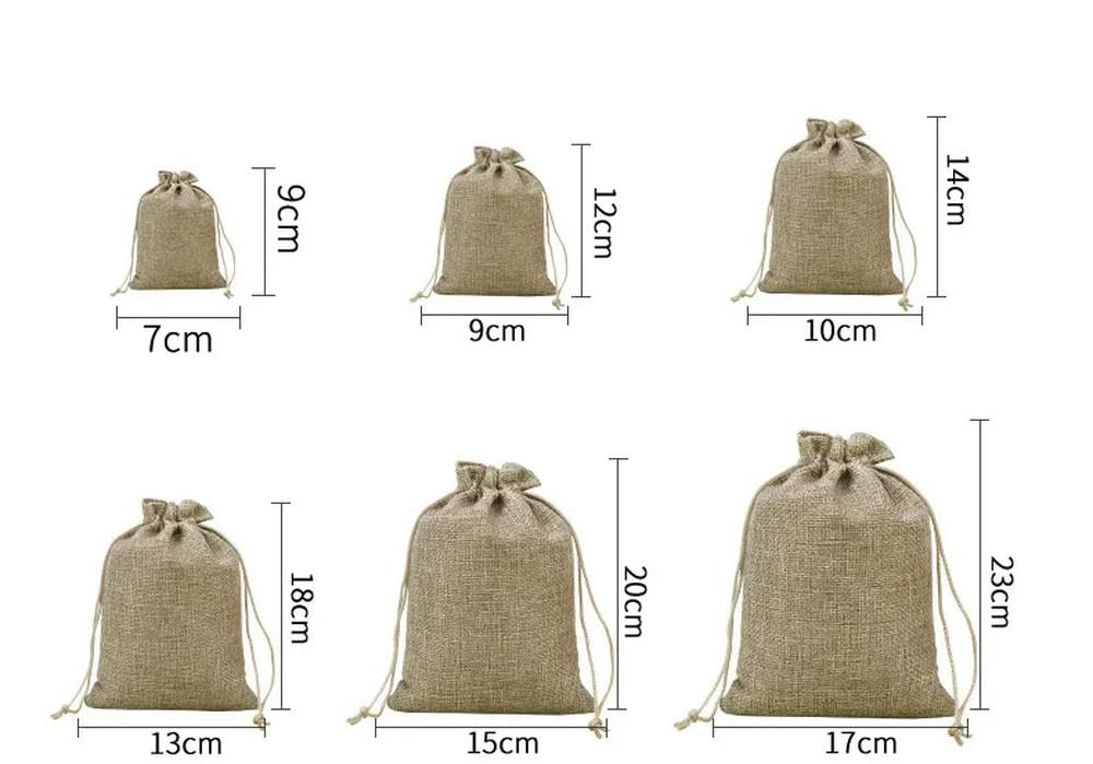 100 szt. lniana torba ze sznurkiem naturalna torba jutowa torba na prezent opakowanie na biżuterię ślub cukierki Boże Narodzenie torba do przechowywania tkanin khaki