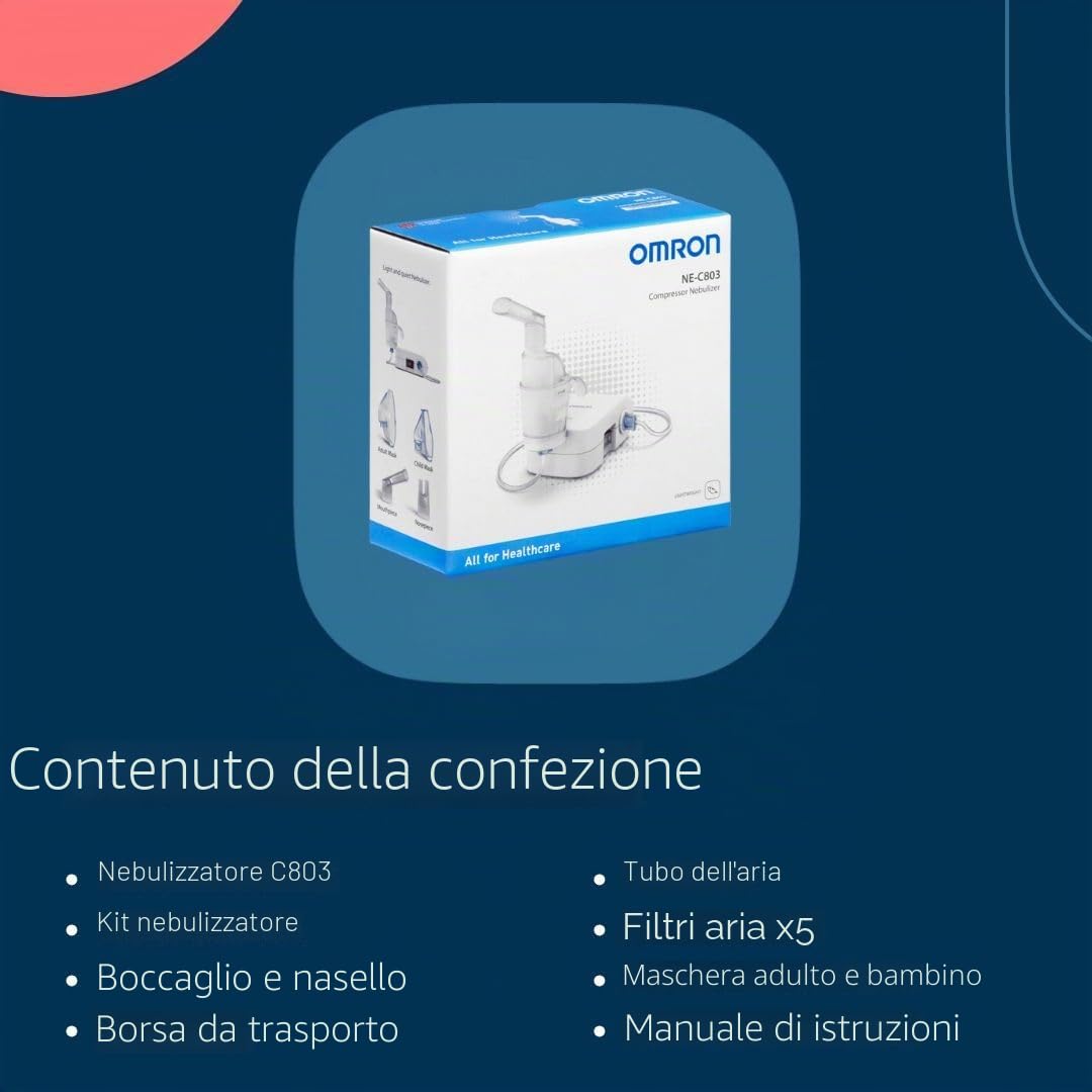 OMRON C803 Aerosol Compatto e Silenzioso per Bambini e Adulti, Nebulizzazione Efficace, Facile da Trasportare, Versione Farmacia