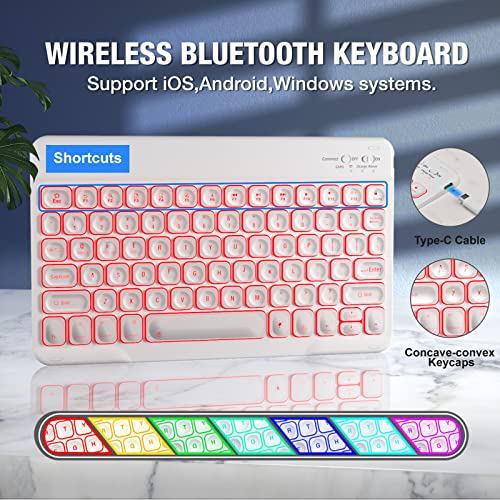 Keyboard Case For Ipad 9Th/8Th/7Th Generation 10.2 Inch,360° Rotatable Magnetic Keyboard Case With Pencil Holder Grooves Design(2021/2020/2019),7 Color Backlit Detachable Wireless Keyboard (Pink) #TOP5