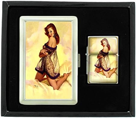 Vintage Retro Sexy Bridesmaid Party Cigarette Case Oil Lighter Gift Set Pin Up Girl-108
