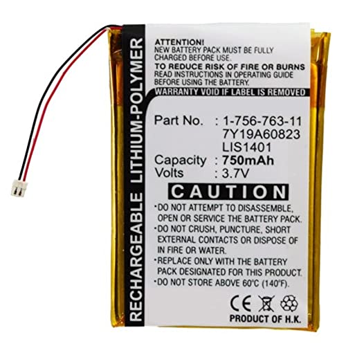 Synergy Digital Player Battery, Compatible with Sony 1-756-763-11 Player, (Li-Pol, 3.7V, 750mAh) Ultra High Capacity, Replacement for Sony LIS1401 Battery