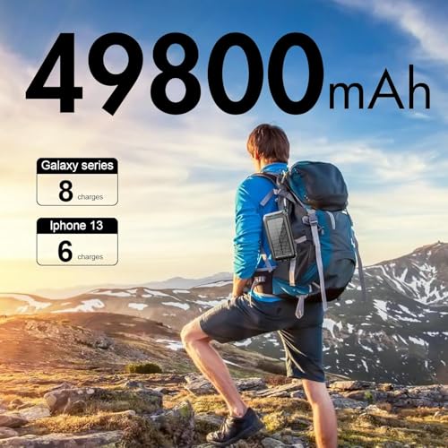 Image of Solar-Charger-Power-Bank-49800mAh Portable Solar Phone Charger with LED Flashlight /15W Fast Charge USB C Waterproof External Backup Battery Pack for All Cell Phones & Electronic Devices