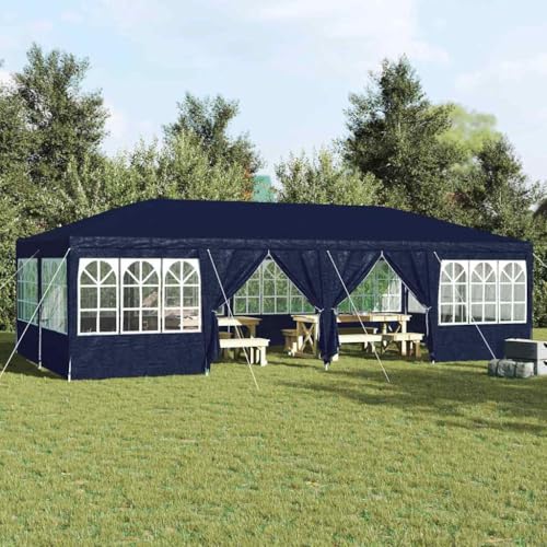 Tienda de campaña azul 800 x 400 x 266 cm, polietileno, resistente a los rayos UV y al agua, con 8 paredes laterales, para jardín, terraza y eventos, plegable