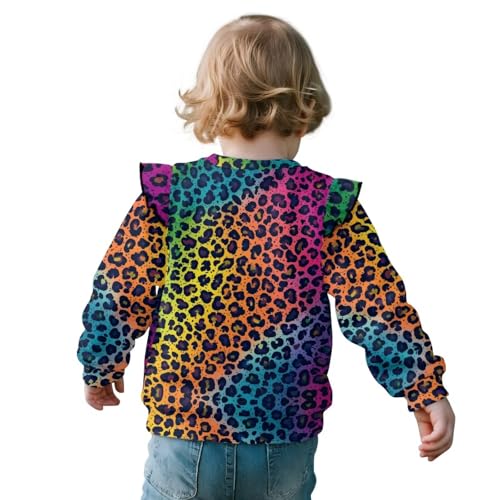 Sweatshirt for Girls 1-8 Ruffle Long Sleeve Sweaters Novelty Graphic Shirt Crewneck Pullover Top Outfits2