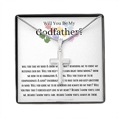 Cross, Will You Be My Godfather Gift For Future Godfather Gift Box Set, Godfather Proposal Gift, Christening Baptism Naming Ceremony, Necklaces with Meaningful Messages Card Inside