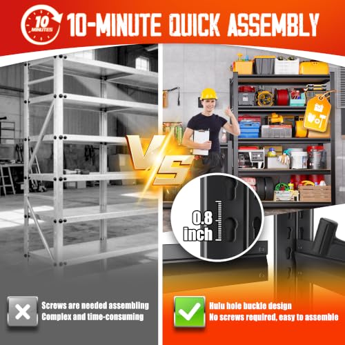 Image of 2-Pack 71 inchH-32 inchW-14 inchDGarage Shelving-5 Tier Garage Storage Shelves,Adjustable Heavy Duty Shelving Unit and Storage Large Rack,Utility Steel Shelf For Warehouse Industrial Pantry Basement Organizers