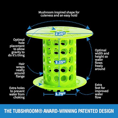 image for TubShroom Tub Drain Hair Catcher Strainer, Green – Drain Protector a