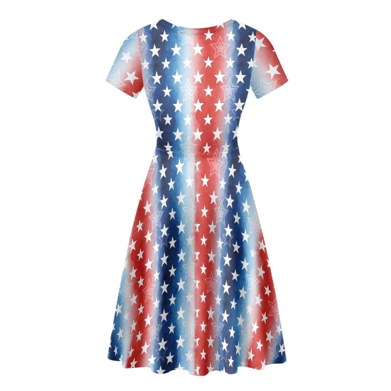 Image of Irisjudy T Shirt Dress for Women Short Sleeve Girls Short Sleeve Dress Plus Size, O Neck Knee Length Midi Dress for Ladies