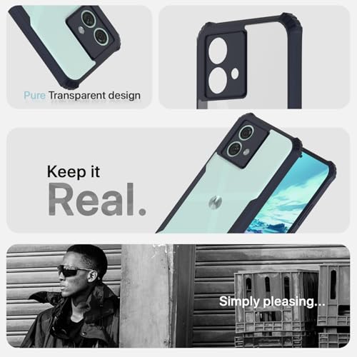 Image of Outlouders Back Cover for Motorola Moto Edge 40 Neo | Ultra Hybrid Transparent | Full Camera Protection | Raised Edge | Crystal Clear Bumper Case (Blue)