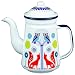 Folklore Enamel White Coffee Pot, Day Design (33 Ounces)