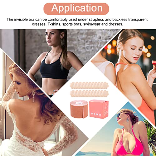 Houseen Boob Tape, Breast Lift Tape And 20 Pcs Petal Disposable Nipple Covers Set, Breathable Boobytape Instant Breast Lift, Skin Friendly, Replace Your Bra For A-E Cup Large Breast #TOP5