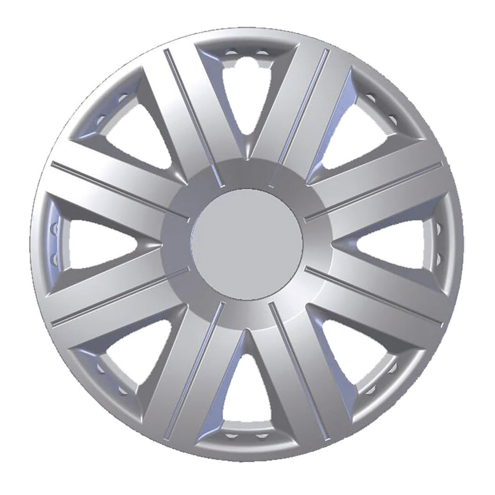 KRAWEHL - Juego de 4 Tapacubos de 14 Pulgadas - Modelo Cosmos - Cubre Llantas - Fácil de Instalar - Anillo de Sujección Ajustable - Resistente a los Golpes - Realizado en ABS - Color Plata