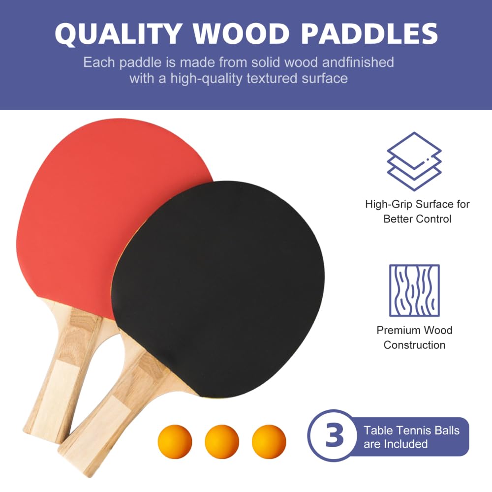Tavolo da ping pong pieghevole con set, tavolo da ping pong portatile con racchette in rete e palline per giochi interni ed esterni