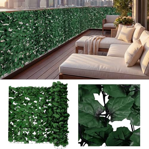 Mendler Balkonsichtschutz N77, Sichtschutz Windschutz Verkleidung für Balkon Terrasse Zaun - 500x150cm Blatt dunkel