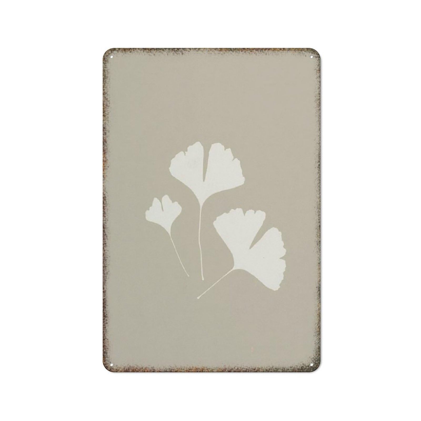 Ginkgo Leaf Botanical Retro Metal Print Rustic Interesting Style Farmhouse Home Kitchen Dorm Decor 8x12 Inch