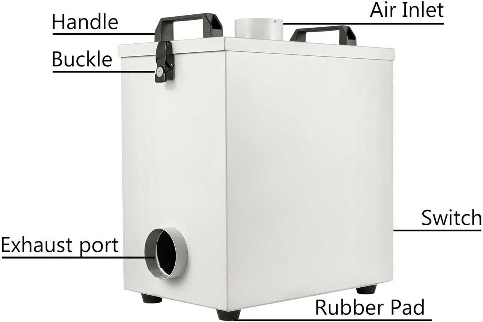 Purificador de aire extractor de humos de 80 W, purificador de humo de bajo ruido con amortiguador de metal, 180 m³/h para máquinas de grabado CNC CO2, sistema eficaz de filtración de aire