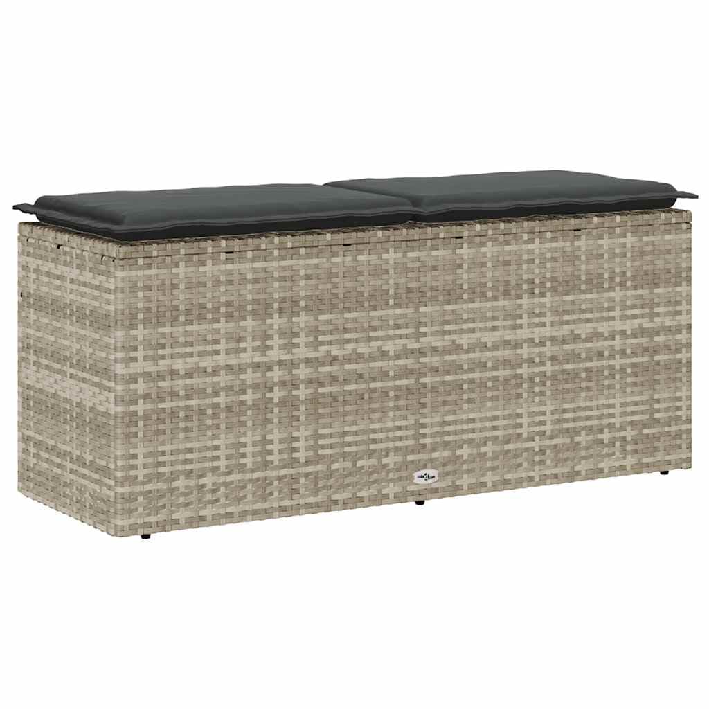 vidaXL Gartenbank mit Kissen Hellgrau 110x40x44 cm Poly Rattan, Terrassenbank, Außenbank, Garten Sitzbank, Outdoor Bank, Sitzbank, Sitzbank Terrasse