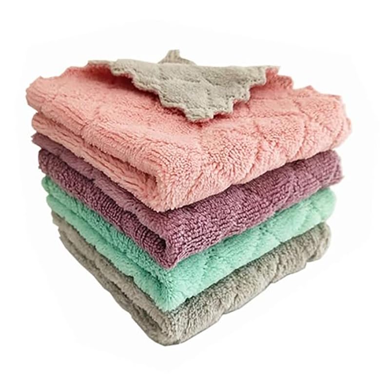 4 Pack Kitchen Cloth Dish Towels, Microfiber Cleaning Cloth Double-Sided Dish Drying Towel Reusable for House Furniture Table Kitchen Dish Window Glasses10X10 inch Dish Cloth for Cleaning (4) (B0D58N33X9) Amazon Price History, Amazon Price Tracker