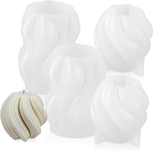 Molde de vela de silicona para hacer velas, juego de 4 moldes de vela de silicona, rotación de ondas, molde de silicona 3D para hacer velas, jabón