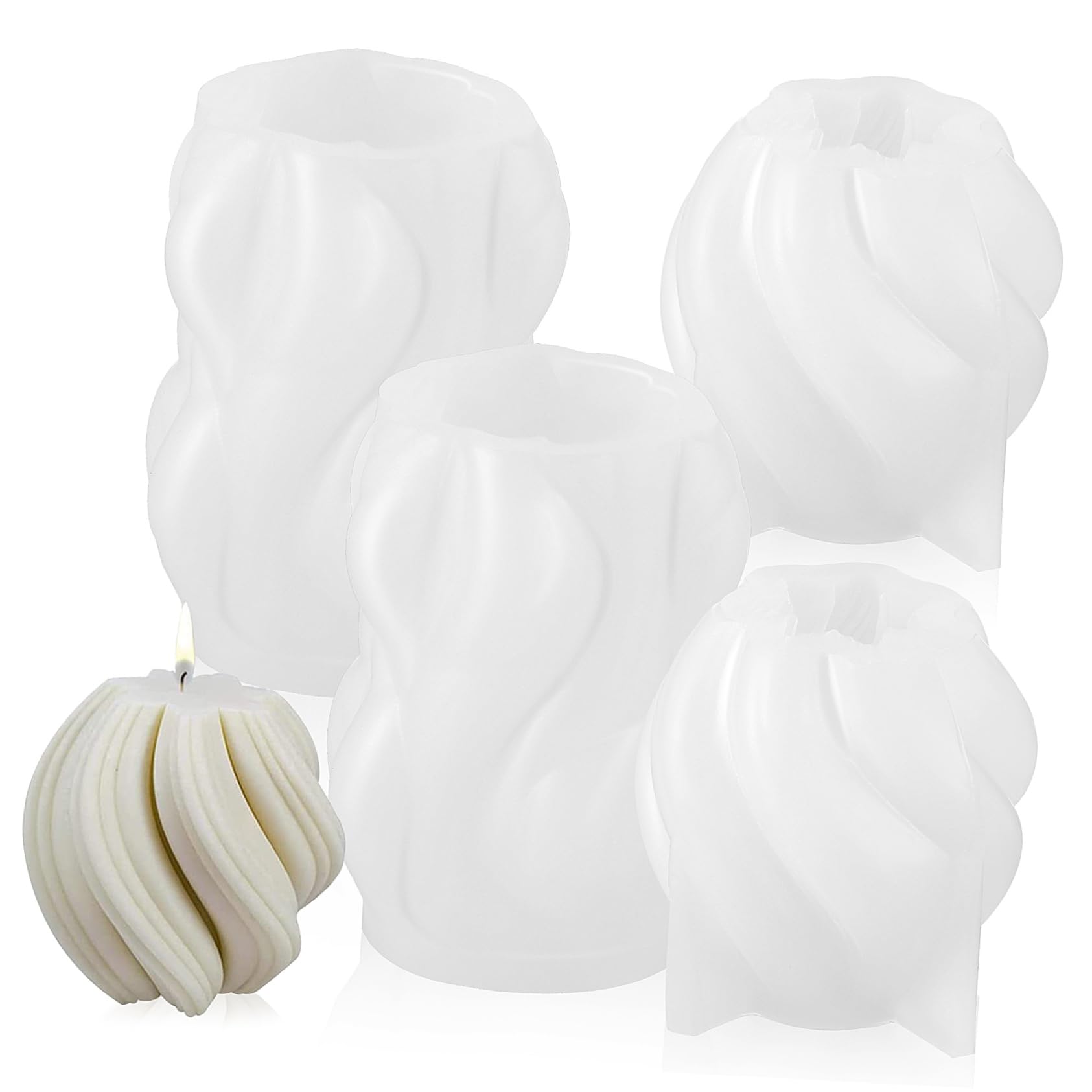 Gadpiparty 4 Piezas Moldes de Silicona para Velas de Aromaterapia Molde de Epoxi Forma de Onda para Hacer Jabón y Velas Adecuado para DIY