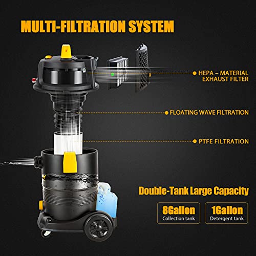 Image of Vacmaster Wet Dry Shampoo Vacuum Cleaner 3 in 1 Portable Carpet Cleaner 8 Gallon 5.5 Peak HP Power Suction