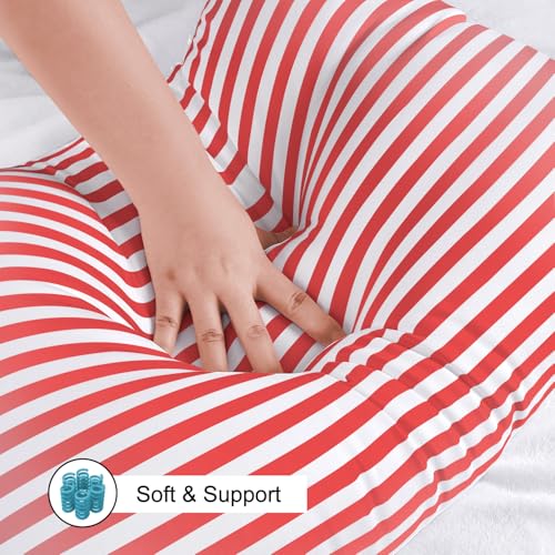 Image of EIUE Bed Pillows for Sleeping 2 Pack Queen Size,Super Soft Down Alternative Microfiber Filled Pillows,Pillows for Side and Back Sleepers,20 x 30 Inches,Red