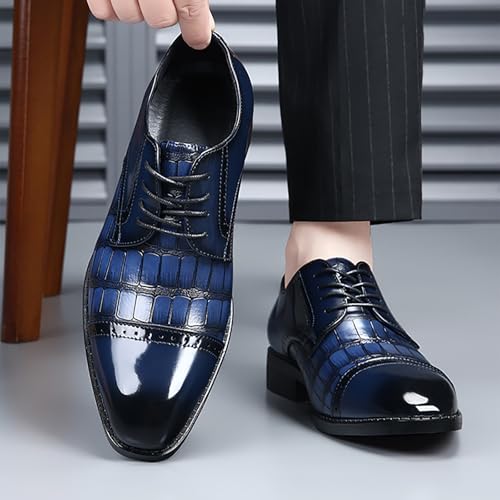 Men's Leather Printed Oxford Shoes Modern Lace Up Low Top Business Formal Derby Dress Shoes Wedding Brogue Work Shoes3
