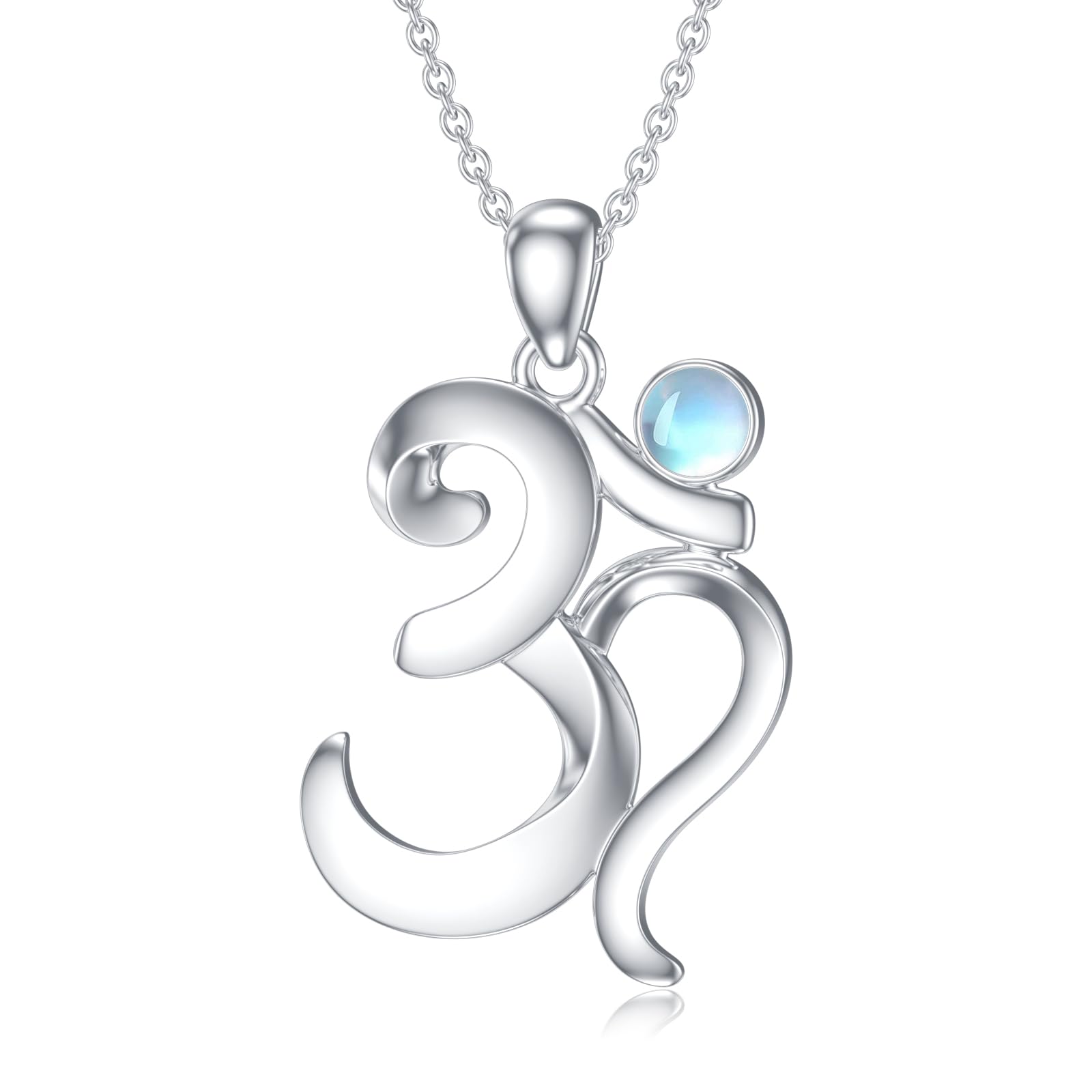 YAFEINI Fuchs/Fledermaus Triple Mond/Om Kette Silber 925 Mondstein Kette Anhänger Halskette Mondstein Schmuck Geschenke für Damen Mädchen
