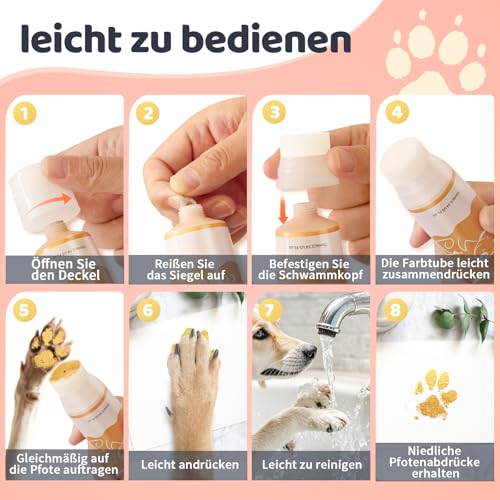 Nabance Pfotenabdruck set Hund Katze Mit Schwammkopf Gold 75ml Ungiftig und Abwaschbar Hundepfoten Abdruck Baby Abdruckset Geschenke für Haustiere Herstellung von Fingerabdrücken für Haustiere
